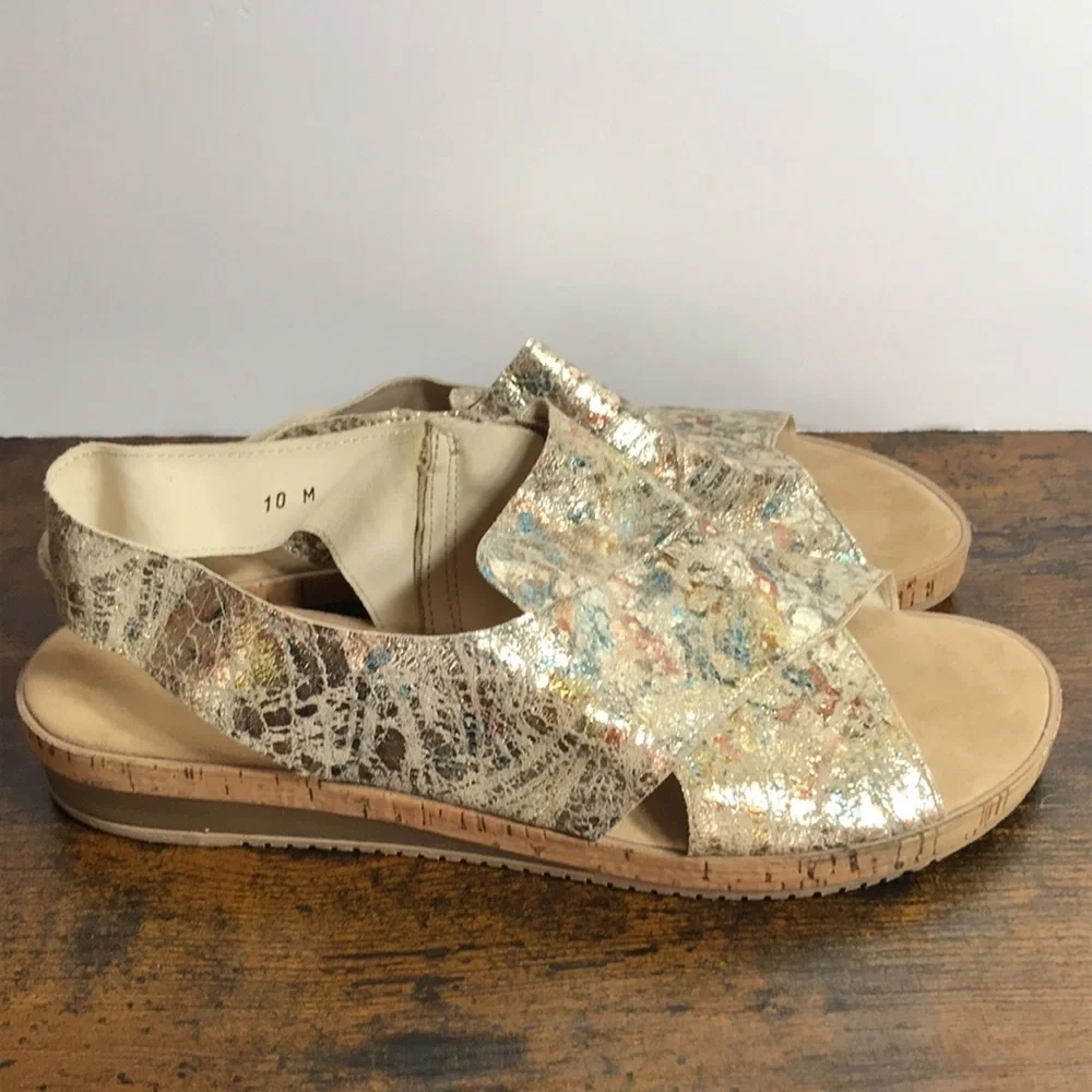 Sesto Meucci Sylke Crisscross Womens Multi Color Metallic Sandals size 10
